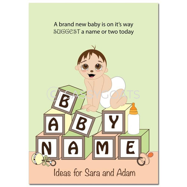 Brunette Baby Shower Games - Blocks Name Suggestions