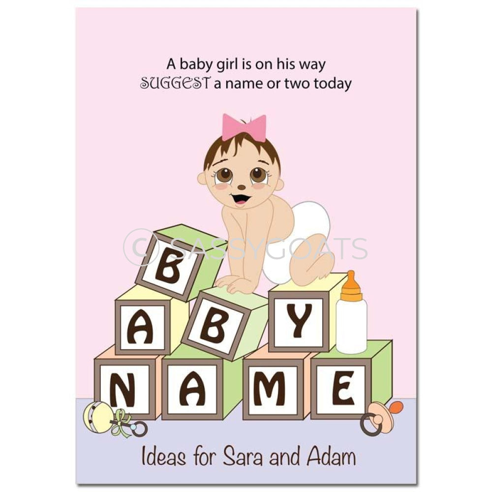 Brunette Baby Shower Games - Blocks Name Suggestions