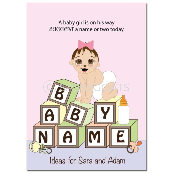 Brunette Baby Shower Games - Blocks Name Suggestions