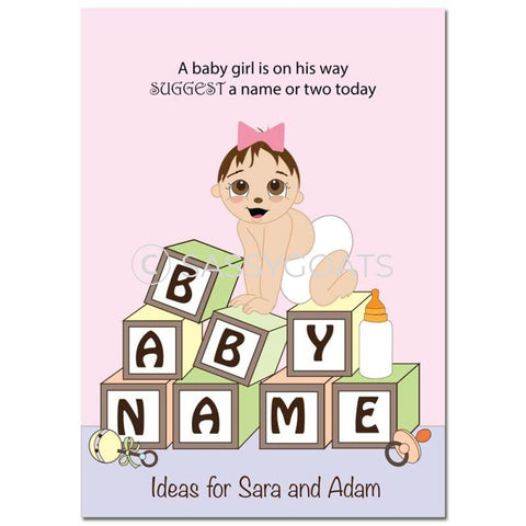Brunette Baby Shower Games - Blocks Name Suggestions