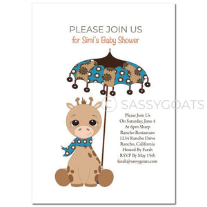 General Baby Shower Invitation - Giraffe Umbrella