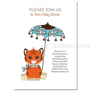 General Baby Shower Invitation - Tiger Umbrella