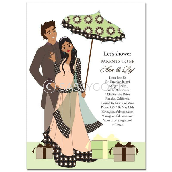 Indian Baby Shower Invitation - Fancy Umbrella