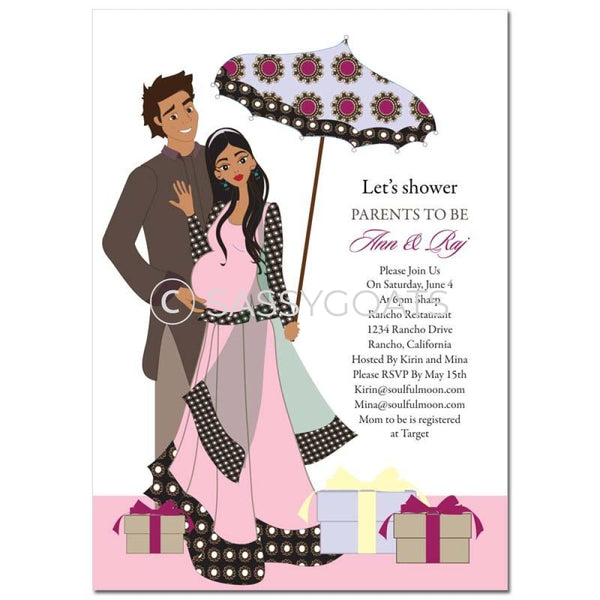 Indian Baby Shower Invitation - Fancy Umbrella