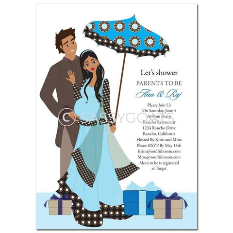 Indian Baby Shower Invitation - Fancy Umbrella