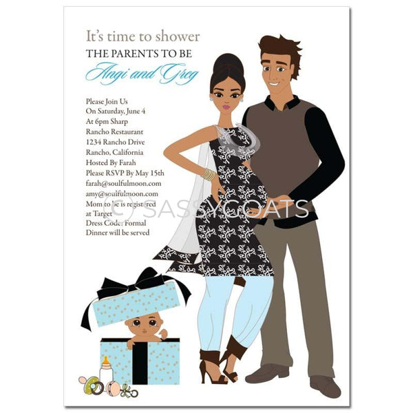 Indian Baby Shower Invitation - Glam Couple