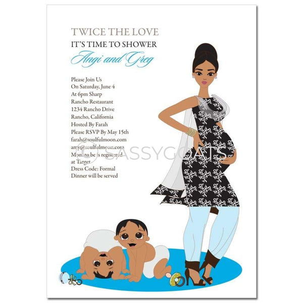 Indian Baby Shower Invitation - Glam Mommy Twins
