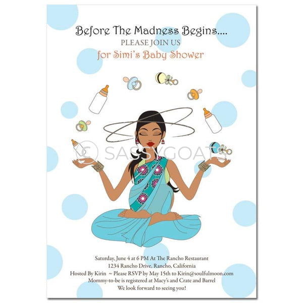 Indian Baby Shower Invitation - Meditating Mommy