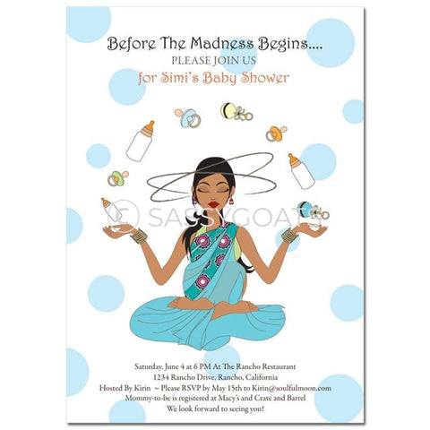 Indian Baby Shower Invitation - Meditating Mommy