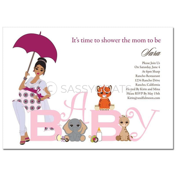 Indian Baby Shower Invitation - Safari Animals