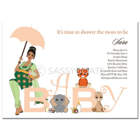 Indian Baby Shower Invitation - Safari Animals