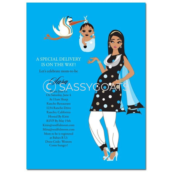 Indian Baby Shower Invitation - Spring Delivery