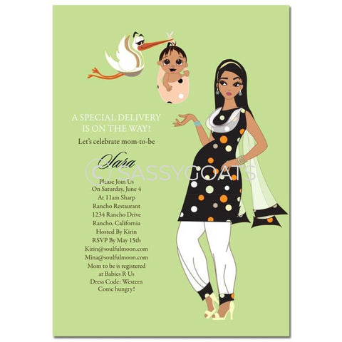 Indian Baby Shower Invitation - Spring Delivery