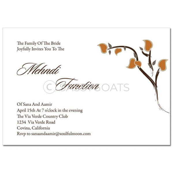Indian Mehndi Invitation - Arabic Stems