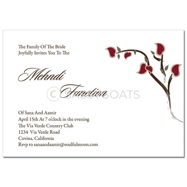 Indian Mehndi Invitation - Arabic Stems