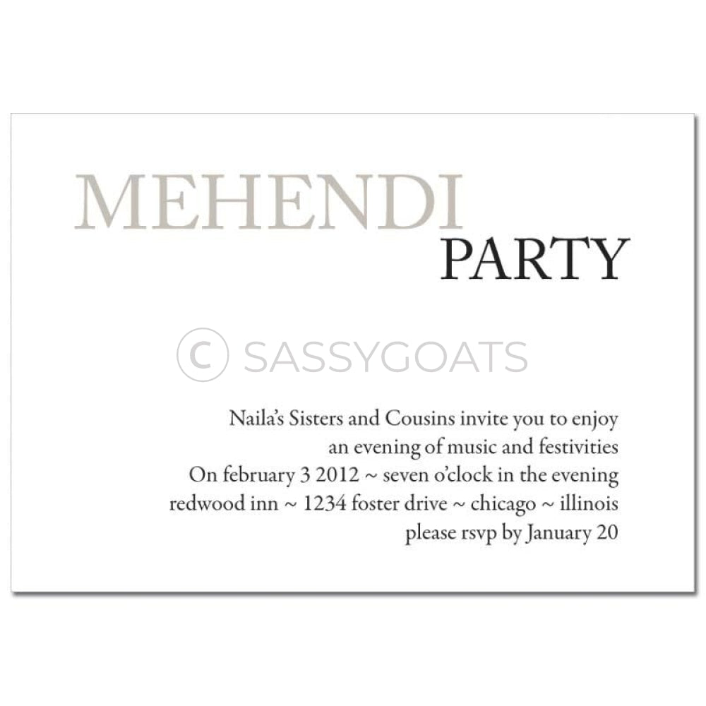 Indian Mehndi Invitation - Calligraphy Flourish