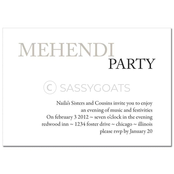 Indian Mehndi Invitation - Calligraphy Flourish