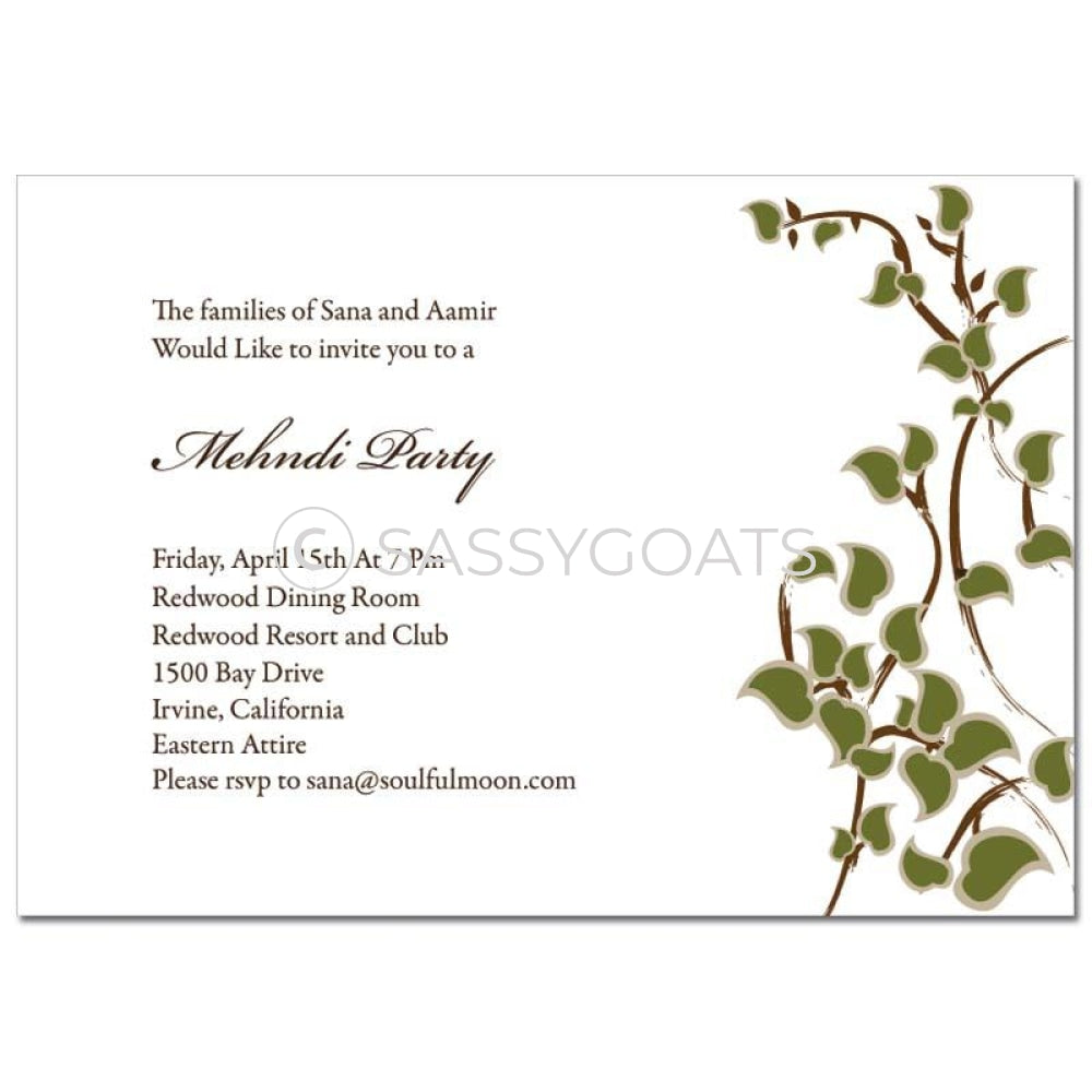 Indian Mehndi Invitation - Eastern Stems