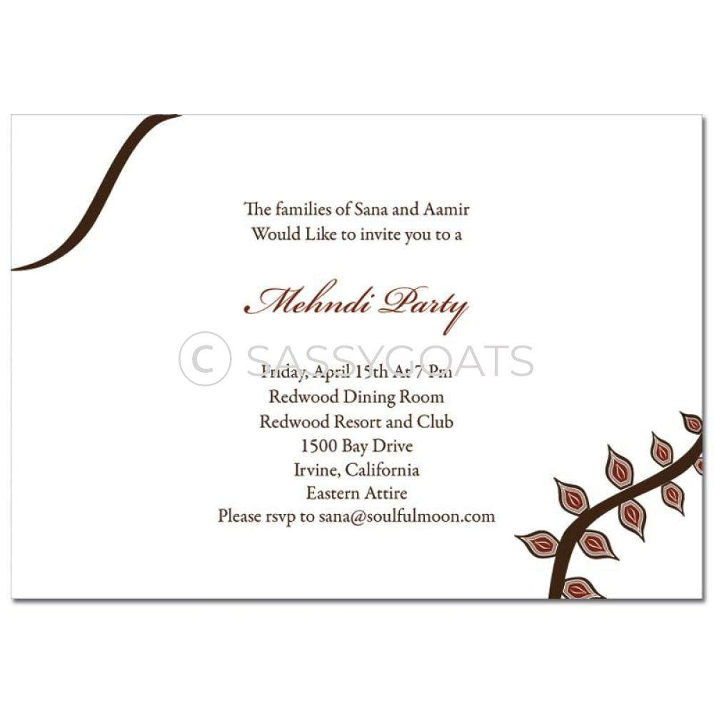Indian Mehndi Invitation - Eastern Vines