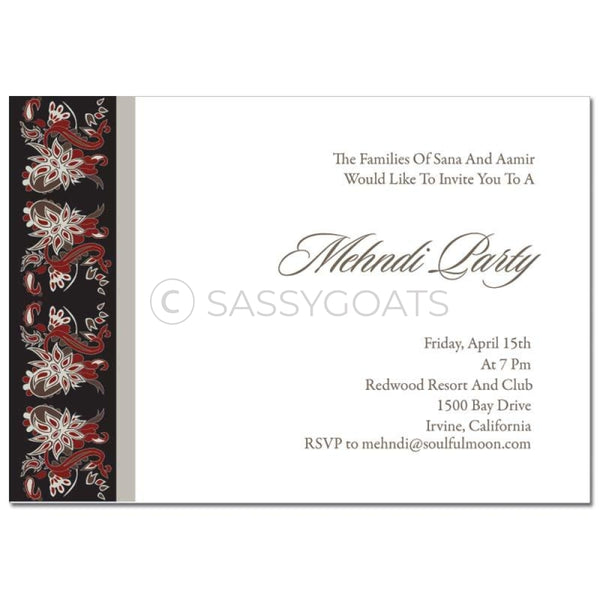 Indian Mehndi Invitation - Enchanting Birds