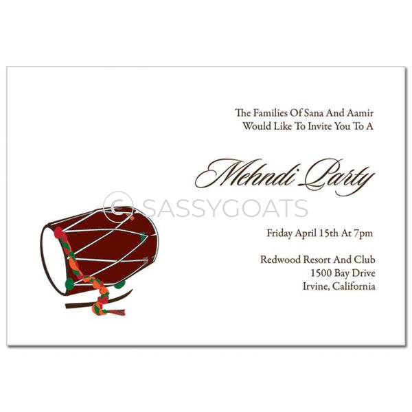 Indian Mehndi Invitation - Festive Drum