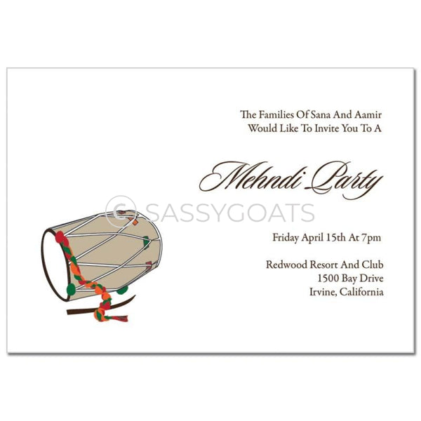 Indian Mehndi Invitation - Festive Drum