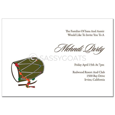 Indian Mehndi Invitation - Festive Drum