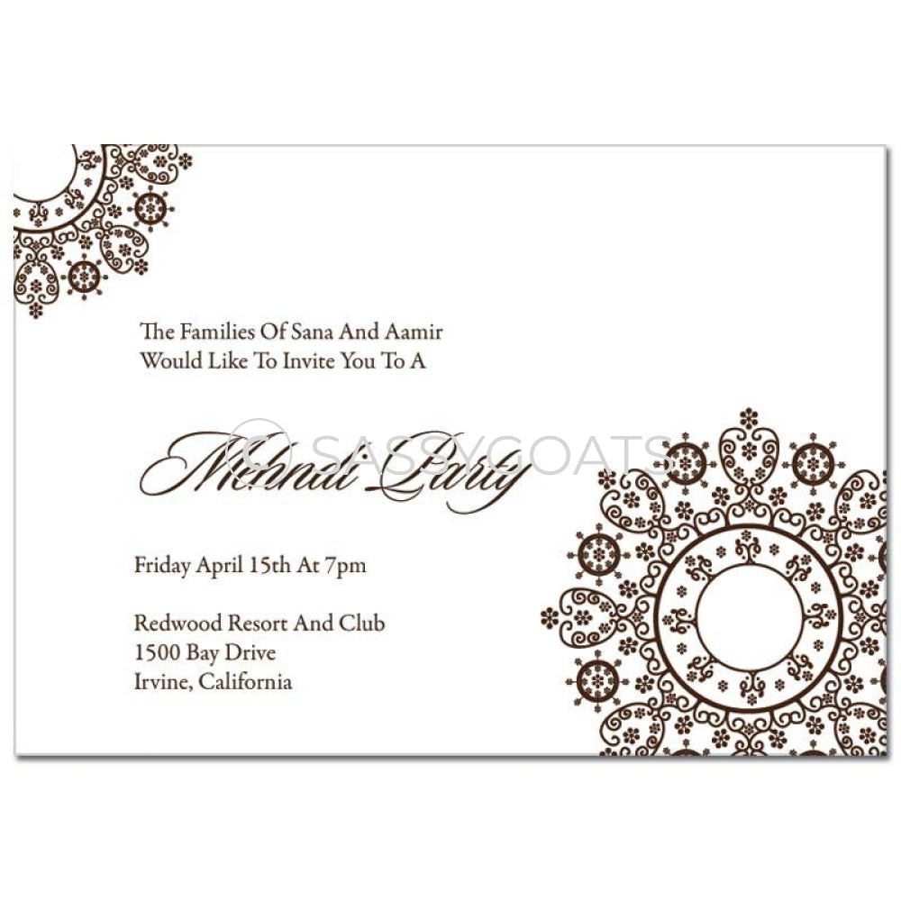 Indian Mehndi Invitation - Filigree Lace
