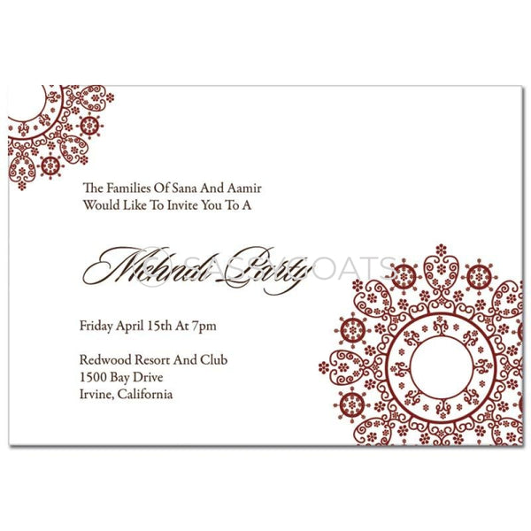 Indian Mehndi Invitation - Filigree Lace