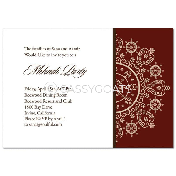 Indian Mehndi Invitation - Framed Filigree