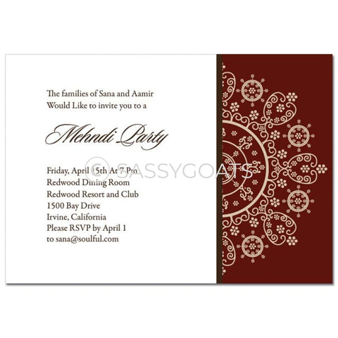 Indian Mehndi Invitation - Framed Filigree