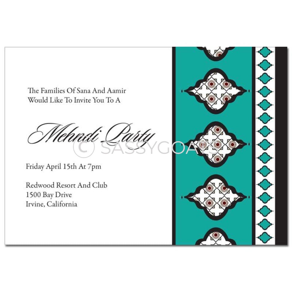 Indian Mehndi Invitation - Framed Lanterns