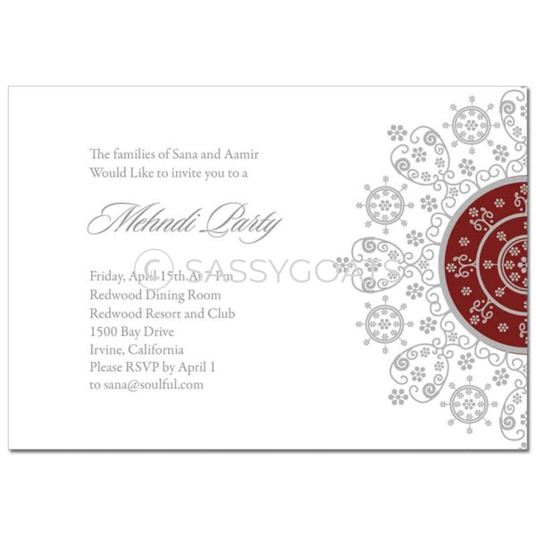 Indian Mehndi Invitation - Henna Snowflake