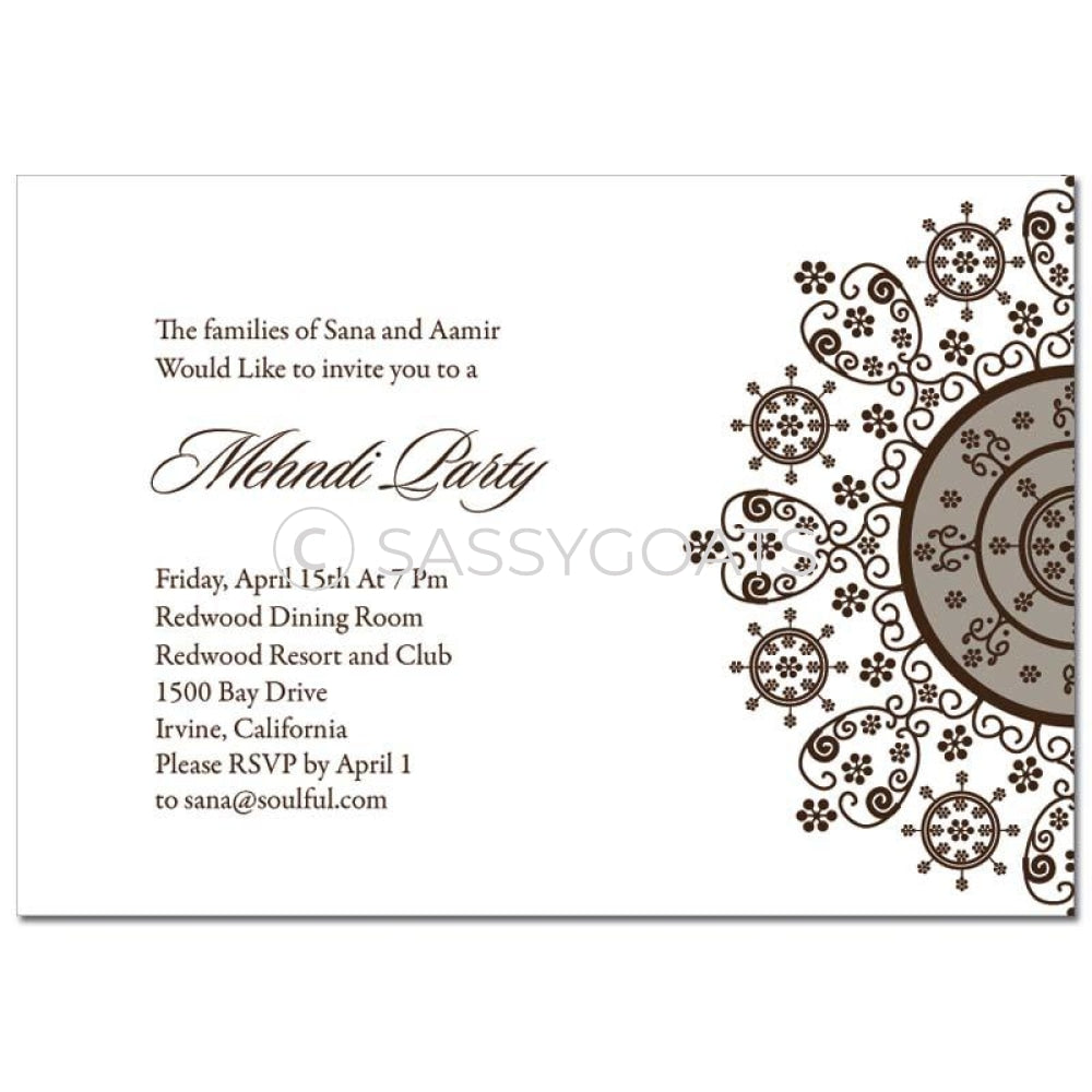 Indian Mehndi Invitation - Henna Snowflake