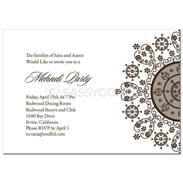 Indian Mehndi Invitation - Henna Snowflake