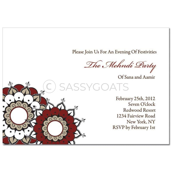 Indian Mehndi Invitation - Henna Whirls