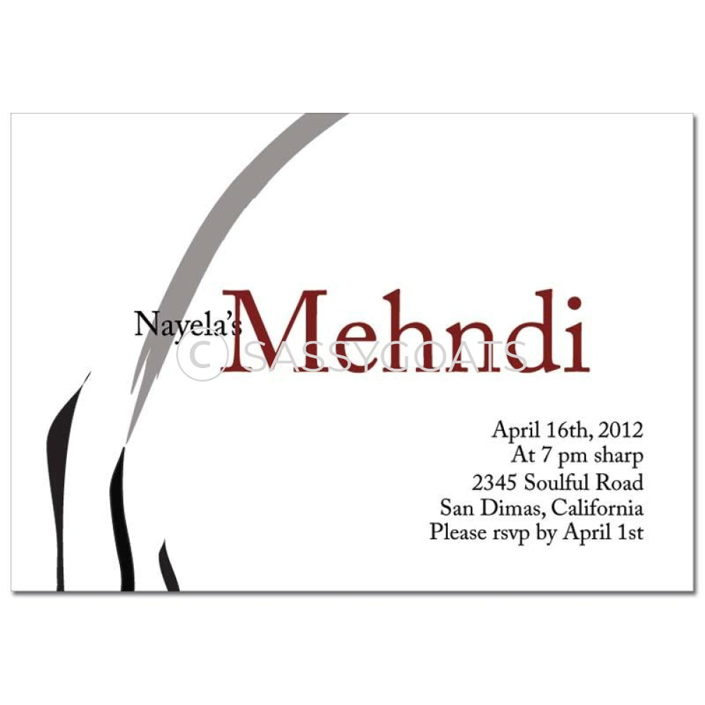 Indian Mehndi Invitation - Nikaah Flourish