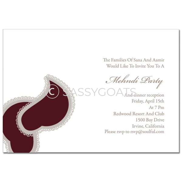 Indian Mehndi Invitation - Paisley Henna