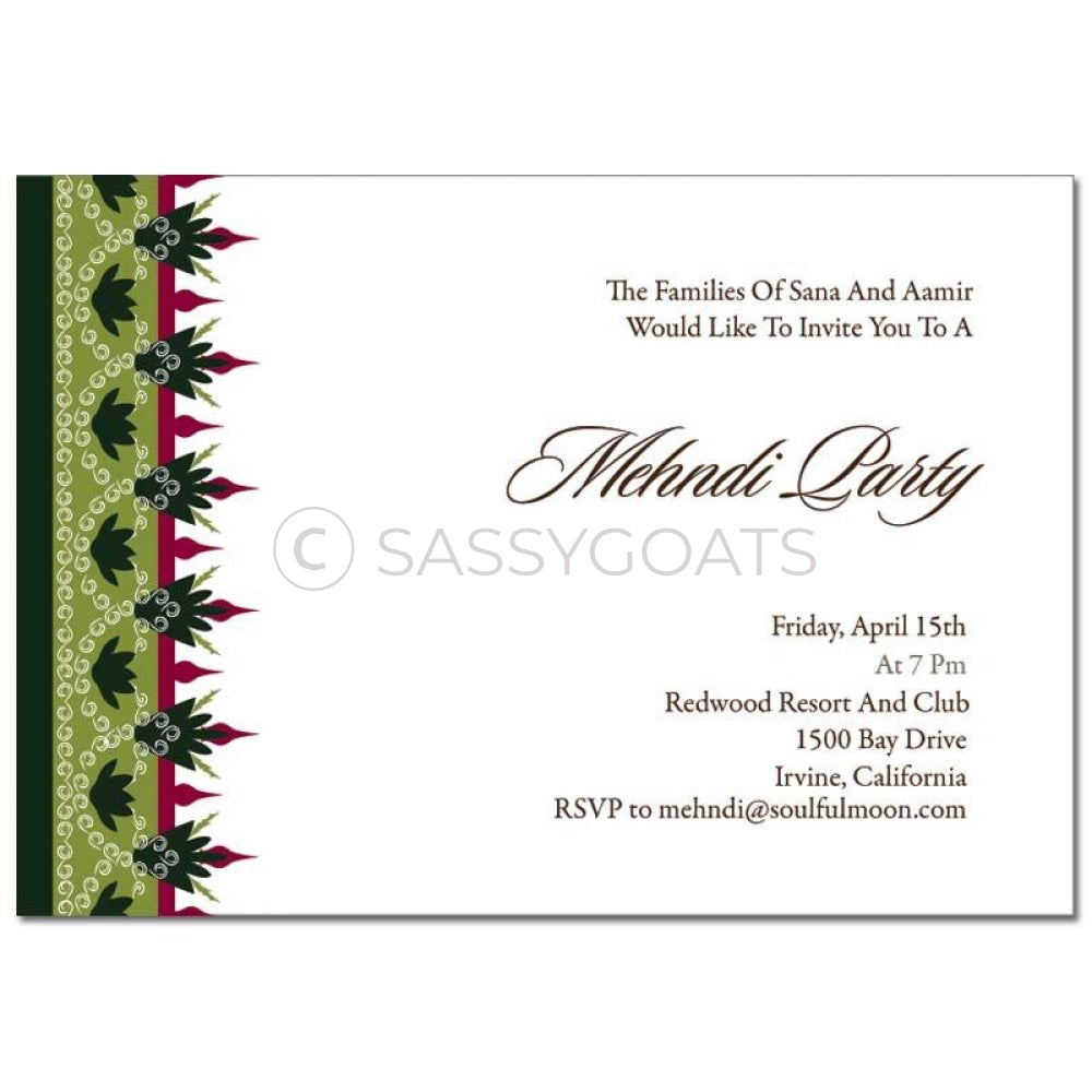 Indian Mehndi Invitation - Regal Border
