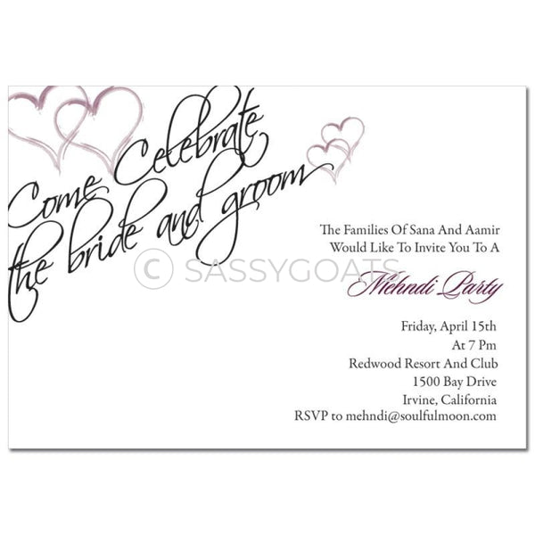 Indian Mehndi Invitation - Rumi Hearts