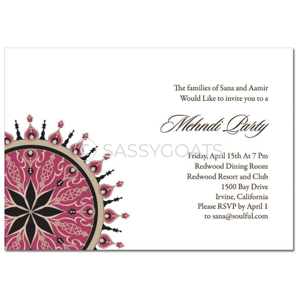 Indian Mehndi Invitation -Sparkly Corners