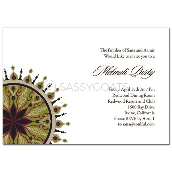 Indian Mehndi Invitation -Sparkly Corners