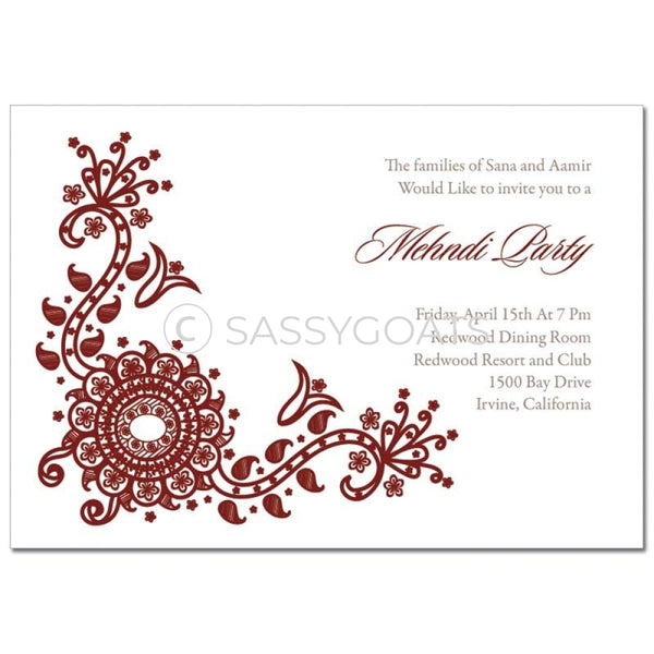 Indian Mehndi Invitation - Vintage Henna
