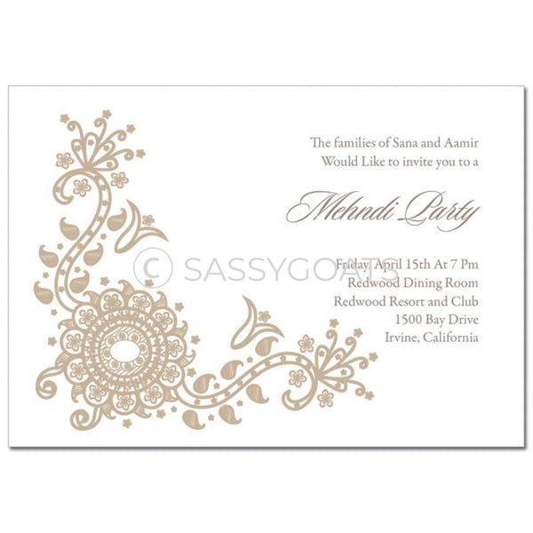 Indian Mehndi Invitation - Vintage Henna