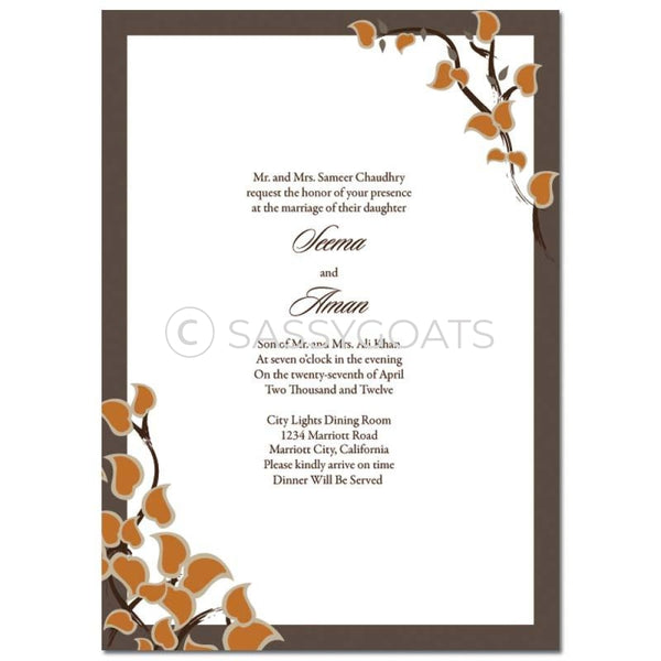 Indian Wedding Invitation - Arabic Stems