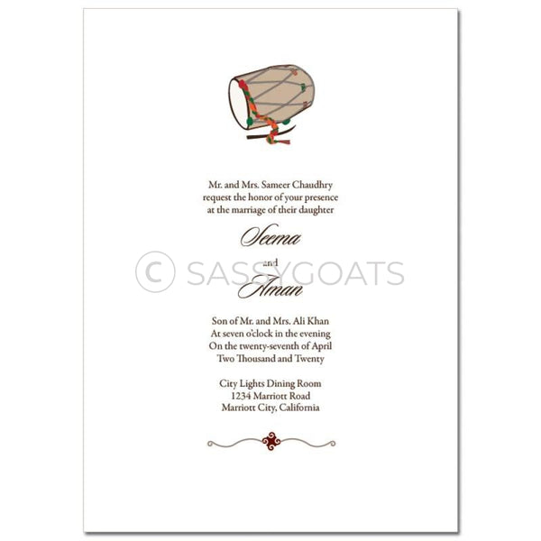 Indian Wedding Invitation - Festive Drum