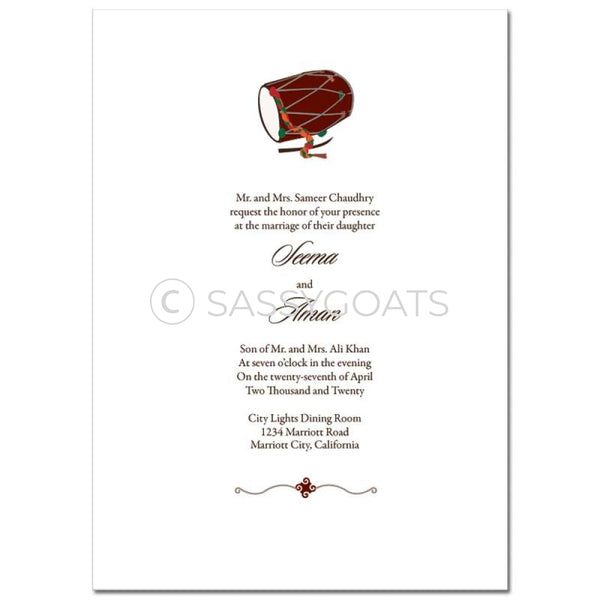 Indian Wedding Invitation - Festive Drum