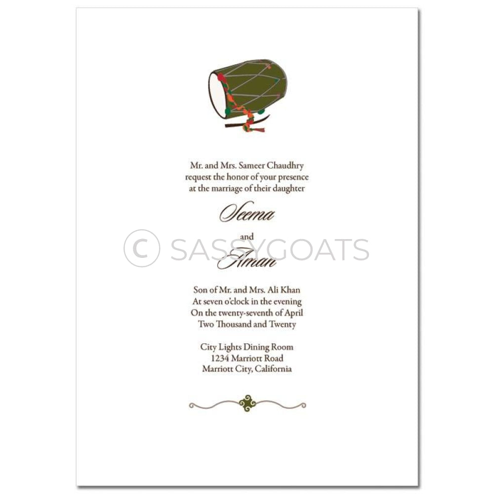Indian Wedding Invitation - Festive Drum