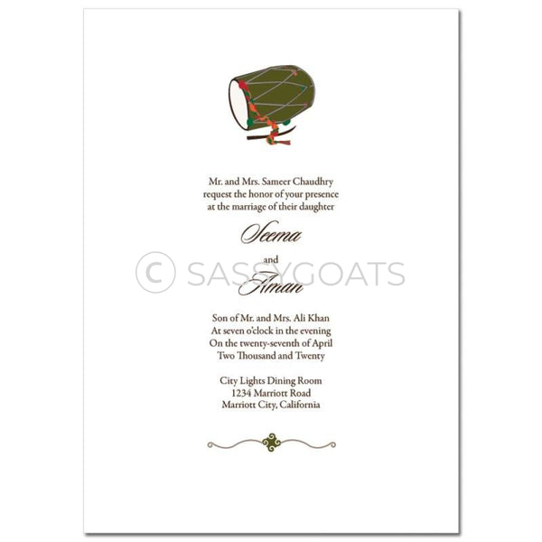 Indian Wedding Invitation - Festive Drum