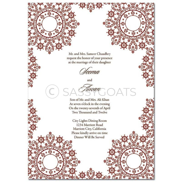 Indian Wedding Invitation - Filigree Lace